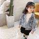 Children's Clothing 2023 Spring and Autumn New Children's Loose Long-sleeved Outerwear Girls Sweet Pearl Lapel Denim Coat