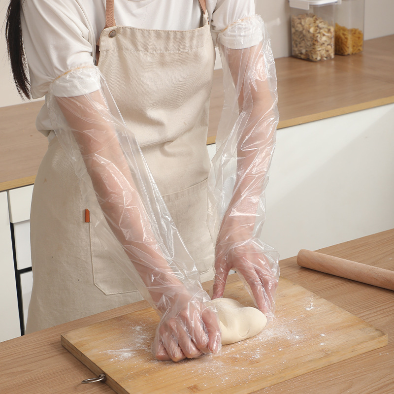 Disposable Arm Gloves Kitchen Housework Dishwashing Cleaning Waterproof Elasticized CPE Long Arm Gloves