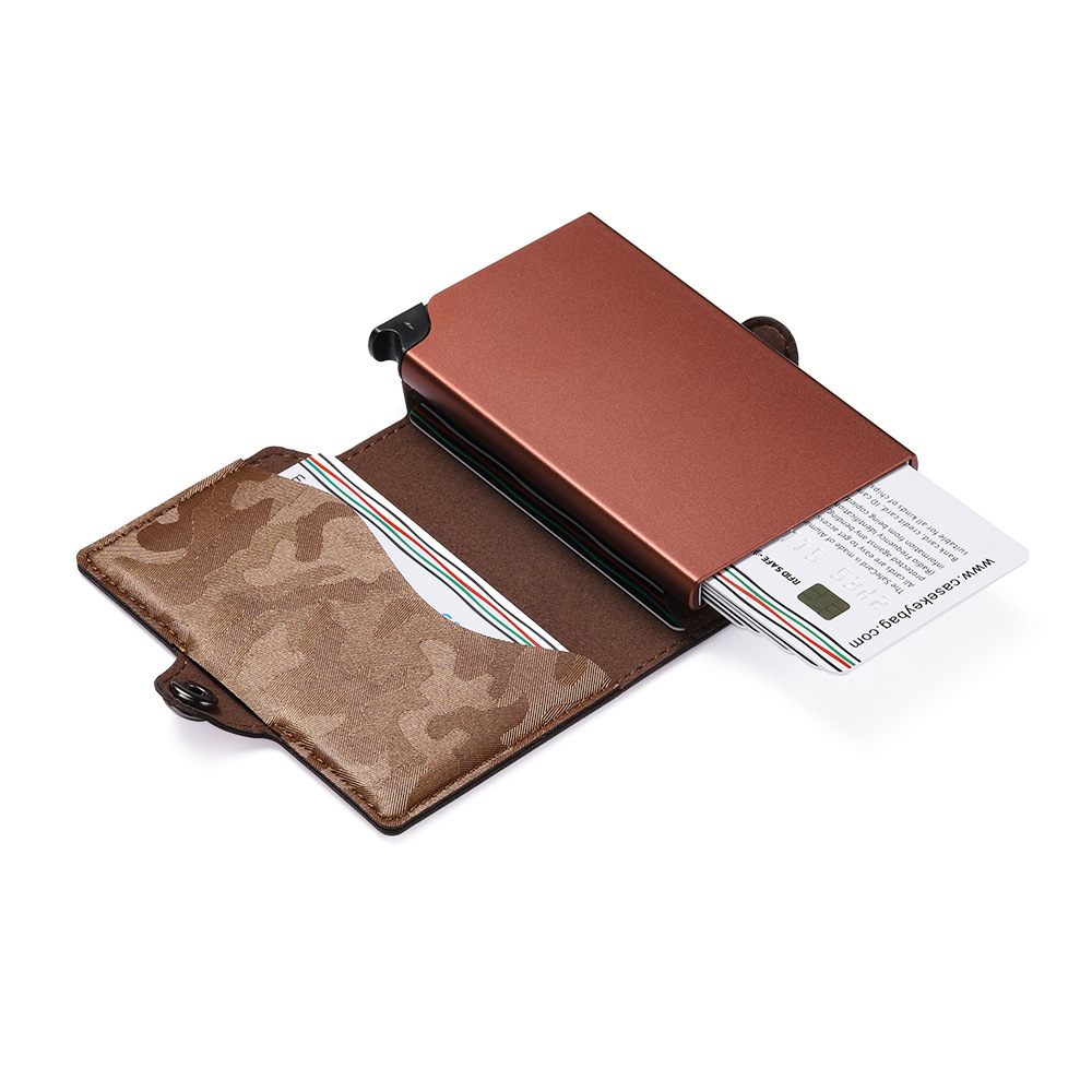 Spot wholesale for AliExpress automatic elastic card bank card PU camouflage fashion Men's wallet