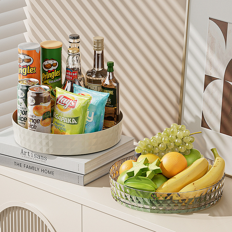 Kitchen Countertop Multifunctional Rotating Storage Rack Storage Box Seasoning Storage Rack Guest Snack Fruit Display Tray