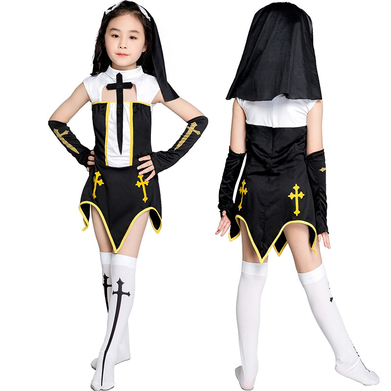 2023 nun costume adult girl Halloween costume game uniform nun role play cos costume Lolita