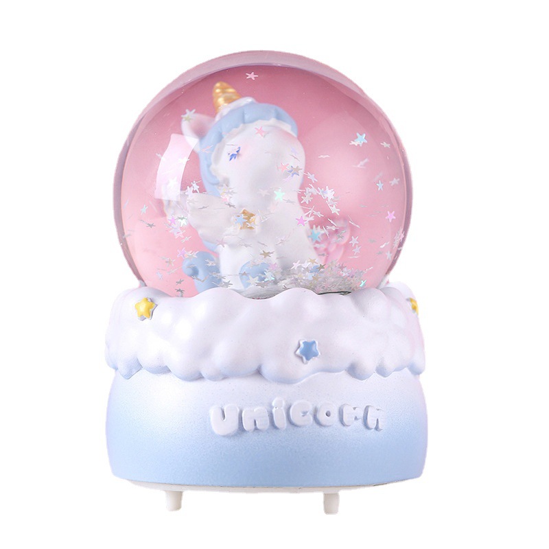 Cartoon Angel Unicorn Crystal Ball Luminous Ornaments Girl Heart Small Water Polo Girl Birthday Gift Glass Ball