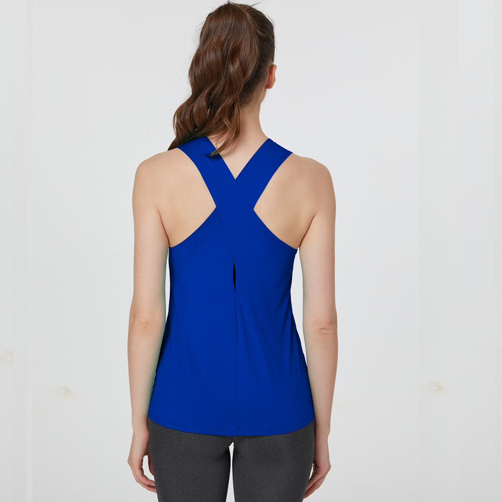 Yoga Pilates vest training clothes women's outer blouse lightweight breathable cross back fitness top yoga clothes