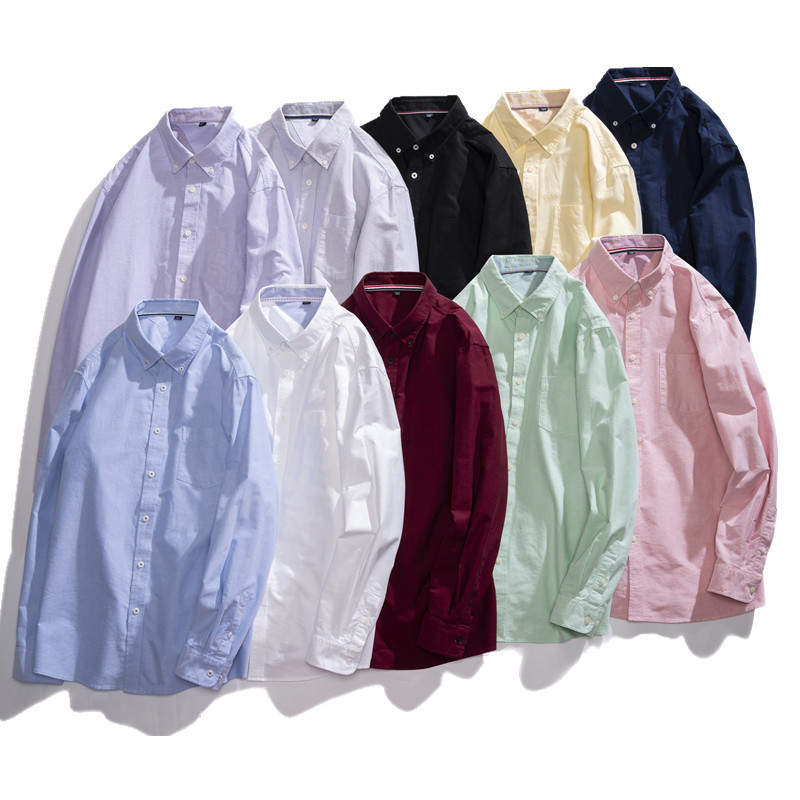 First Wolf Spring and Autumn New plus size Men's Long-sleeved Shirt Oxford Textile Professional Loose Casual Fat Men's Fashionable Fat Shirt