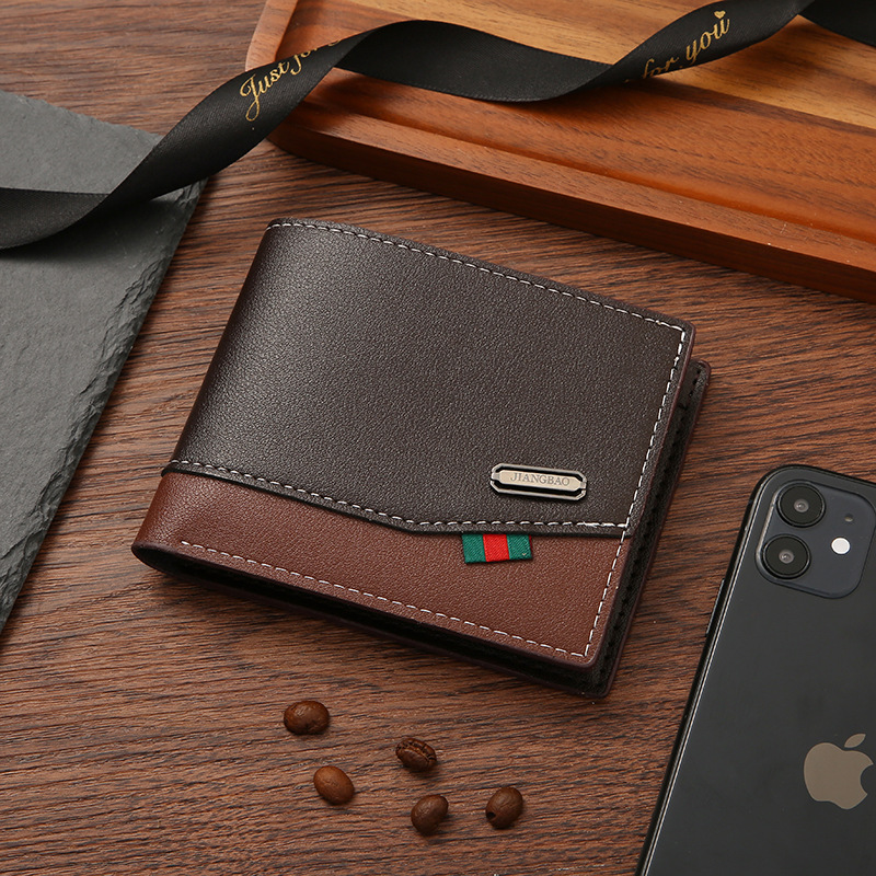 Men's bag short wallet stitching retro cross-border Men's wallet USD bag multi-card soft leather wallet factory