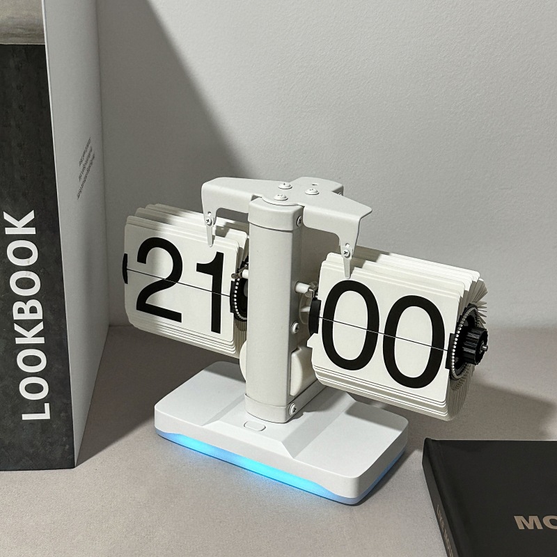 Creative retro flip clock with ceiling lamp desktop bedside table light luxury simple desk clock night light decorative clock