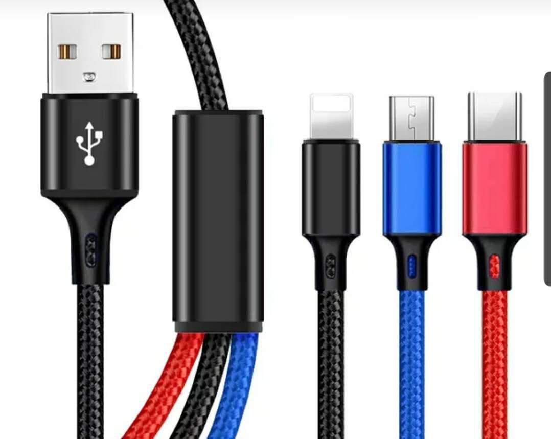 One-to-three data cable fast charging three-in-one data transmission is suitable for Apple Android Type-c mobile phone data cable