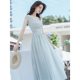 Vintage Minute Style Women's Square Collar French Dress Long High Waist Slimming Skirt Women's Summer Long Dress Summer 2024