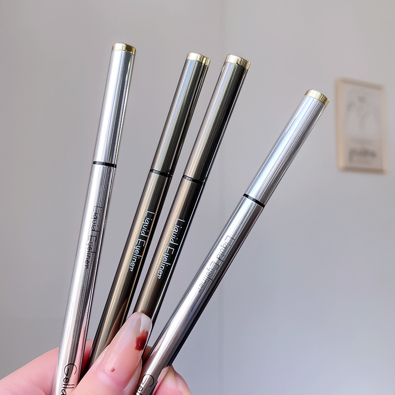 New Upgrade Gellas Small Silver Tube Eyeliner Black Berry Color Line Liquid Silkworm Shadow Pen