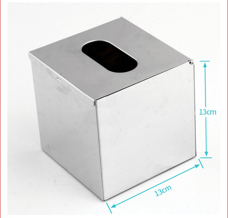 13*13*13 square stainless steel tissue box factory direct supply desktop table surface natural color dustproof tissue box