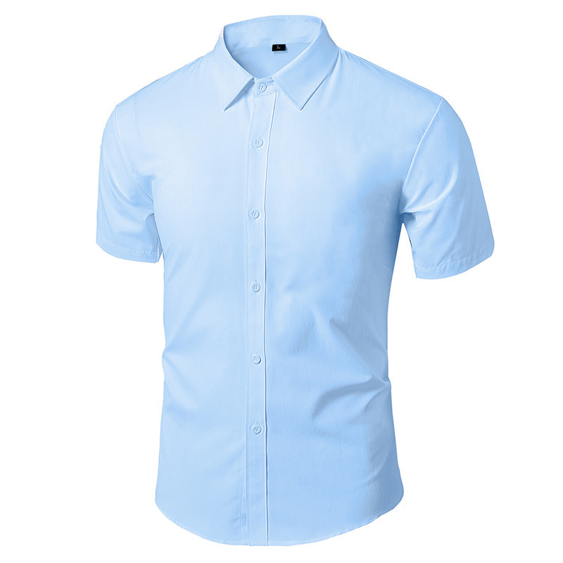 Short Sleeve Solid Color Shirt Sky Blue