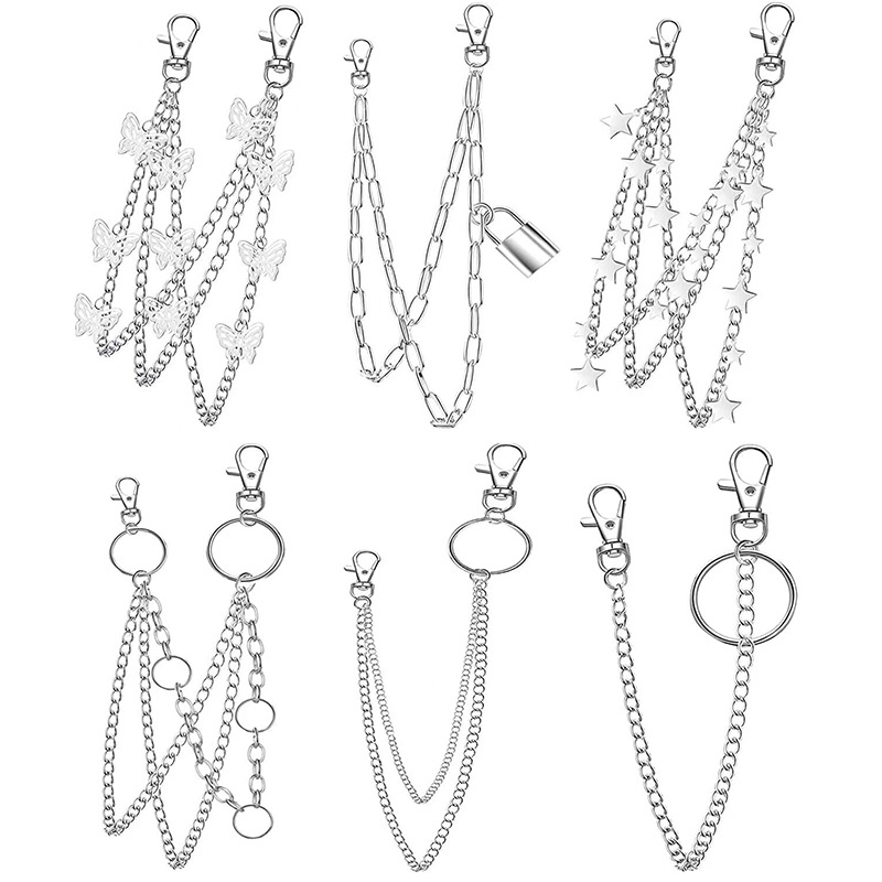 Europe and the United States cross-border hot six-piece pants chain simple metal butterfly padlock all-match pendant trendy body chain