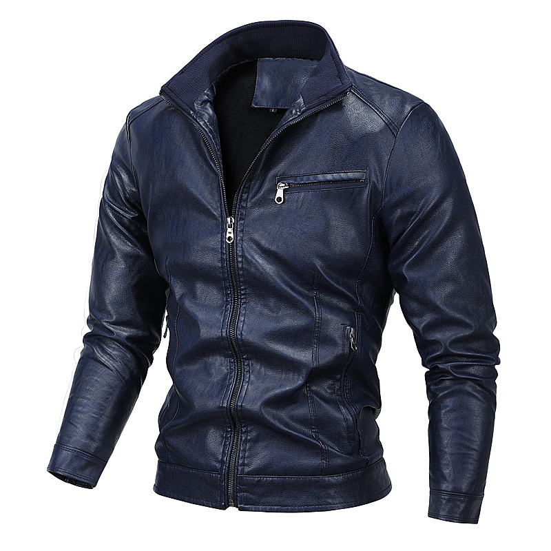 Cross-border Amazon PU leather clothing autumn and winter new men's motorcycle plus velvet leather clothing youth casual large size jacket coat