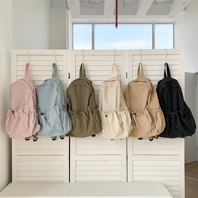 Korean Style Large Capacity Nylon Rucksack Girls ins Lightweight Casual Commuter Backpack Harajuku Style Simple Schoolbag