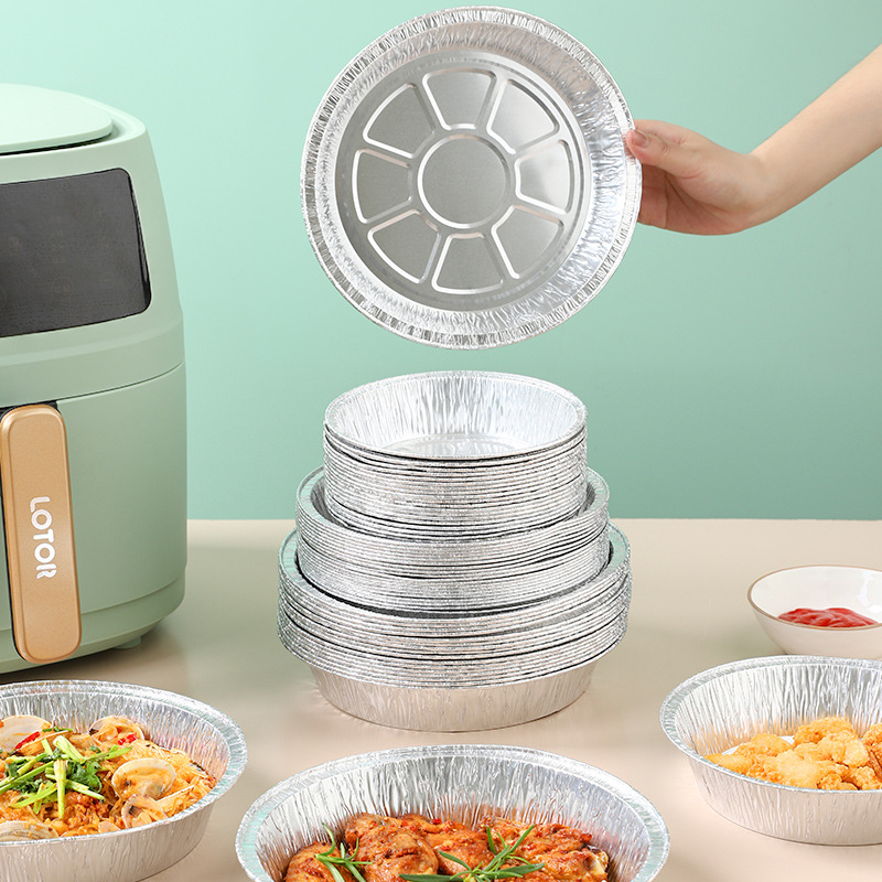 Air Fryer Special Tin Paper Tray Box for Baking Oven Tin Foil Paper Bowl Household Food Grade Aluminum Foil Box Tin Paper Bowl