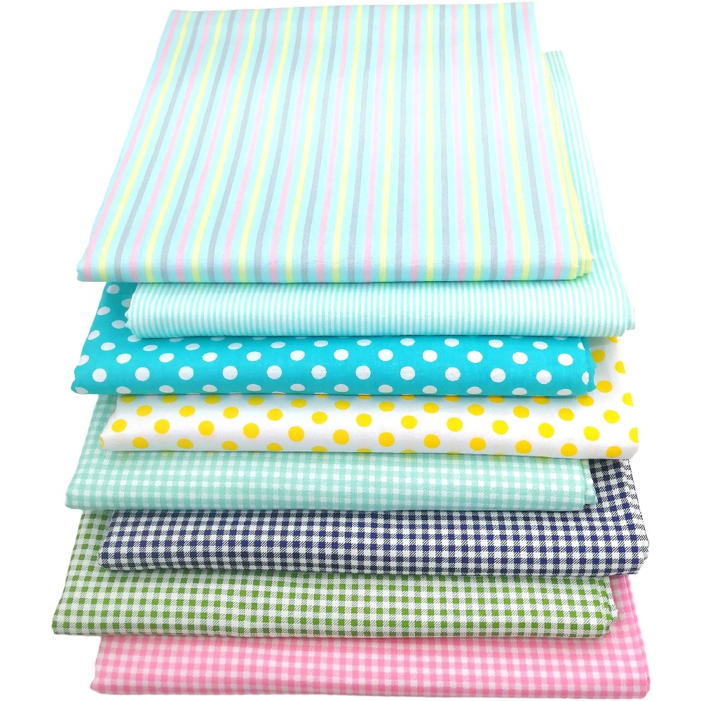 Cotton twill printed fabric DIY hand patchwork plaid polka dot stripe cotton bedding fabric spot wholesale