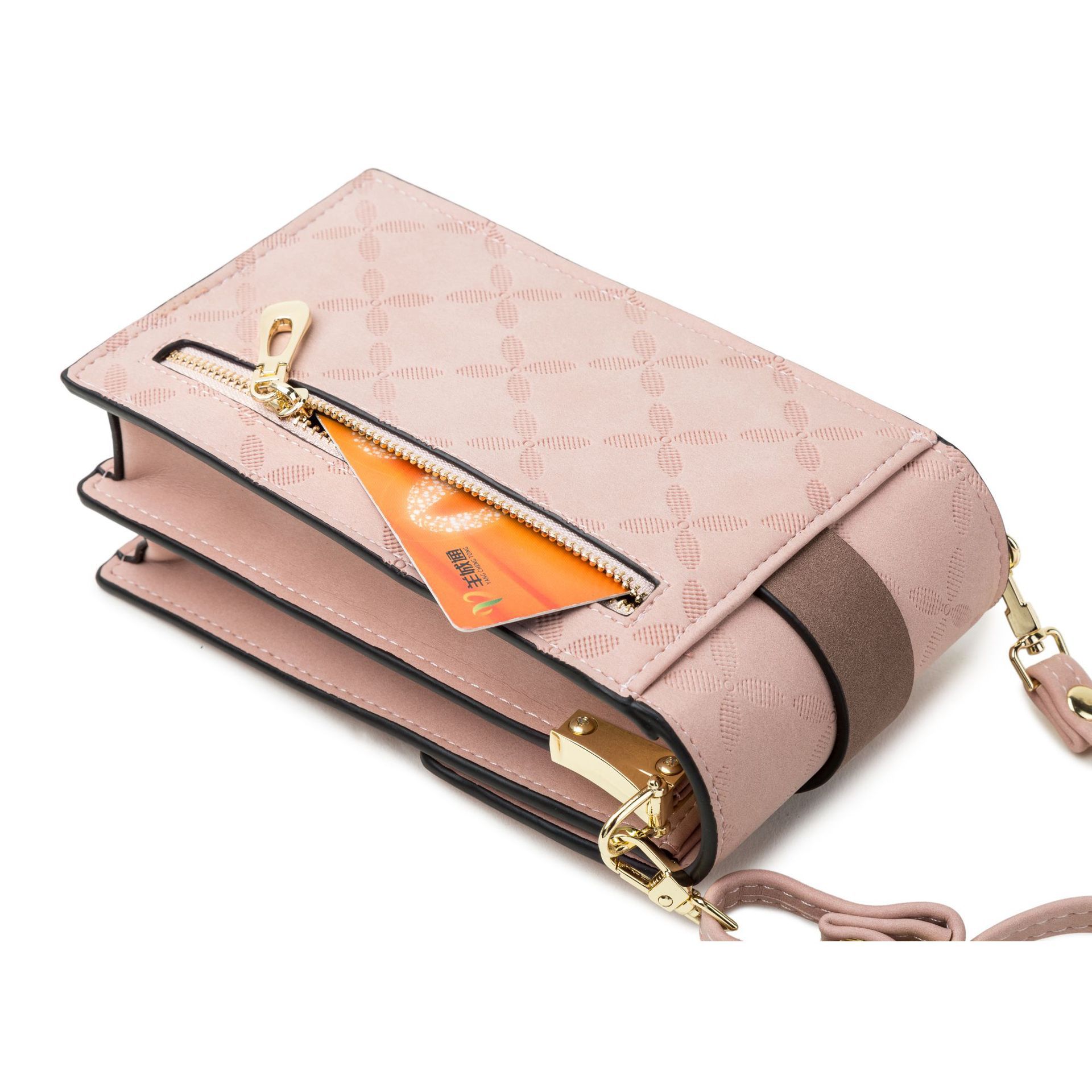 Cross-border Foreign Trade Mobile Phone Bag Women's 2024 European and American Retro Plaid Buckle Vertical Single-shoulder Mobile Phone Bag Buckle Crossbody Bag