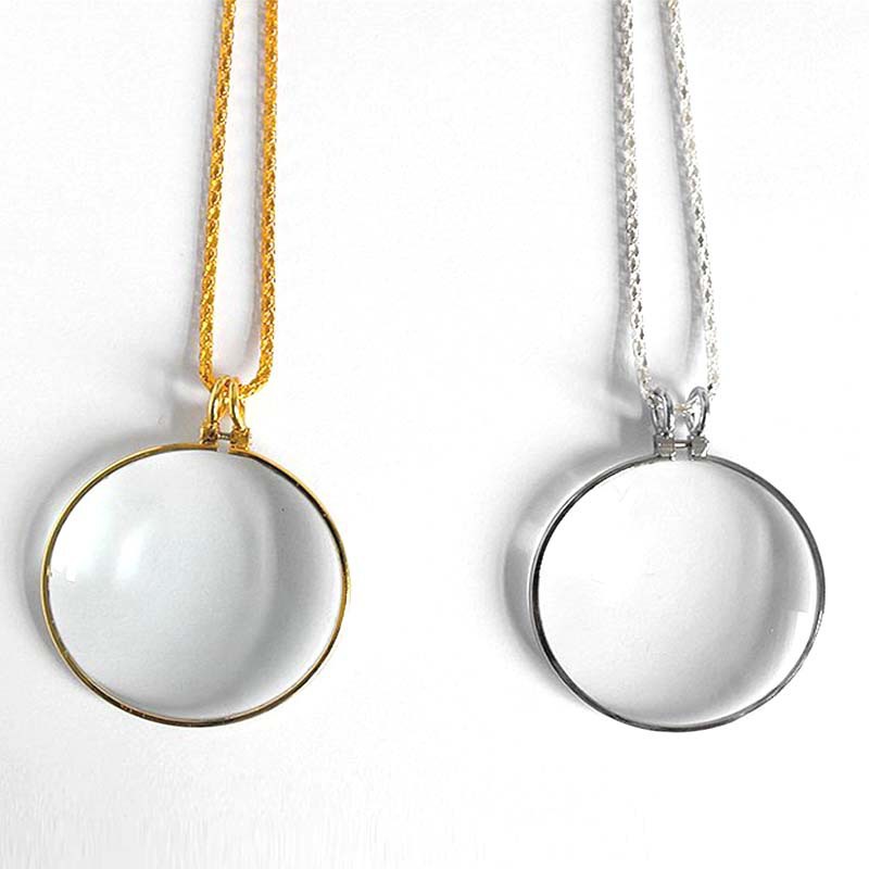Zinc alloy necklace 5 times reading newspaper hanging decoration magnifying glass for the elderly hanging chain jewelry good gift