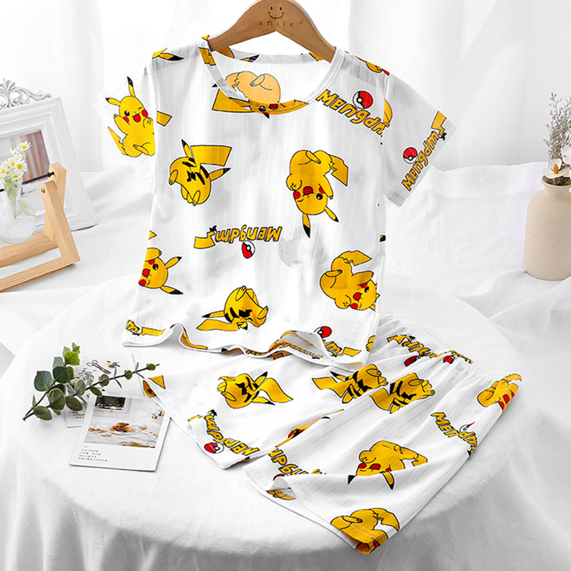 2023 new children's home clothing set summer short-sleeved pajamas thin air conditioning clothing men's and women's children's clothing cross-border wholesale