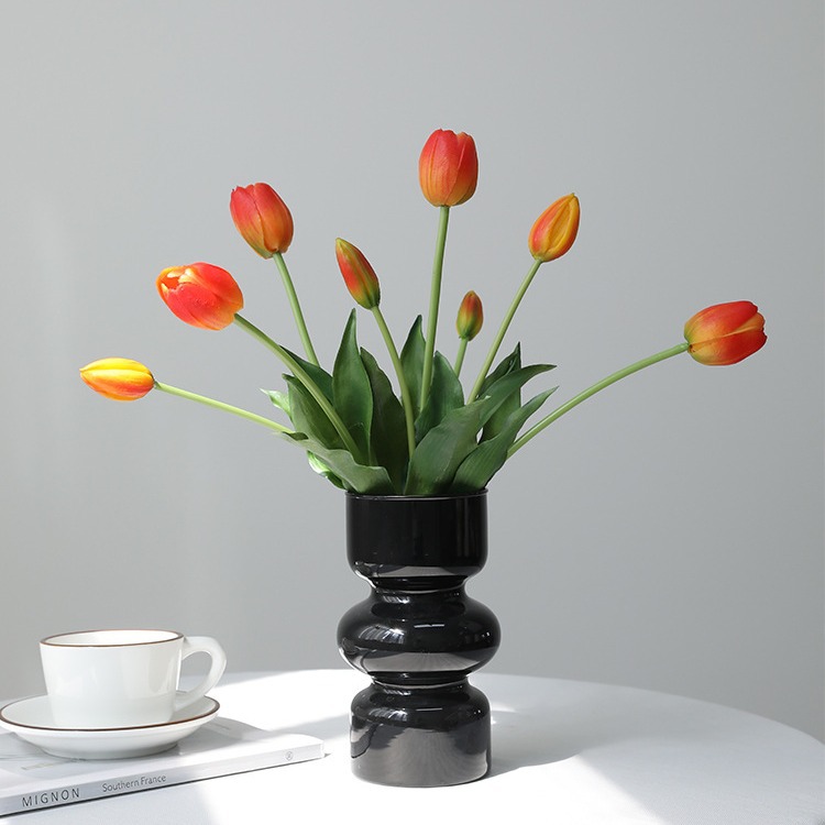 Simulation 5-head soft rubber feel Tulip fake bouquet cross-border Amazon artificial flower indoor home display floral