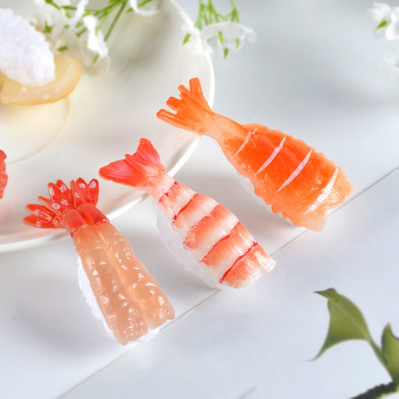 Mini small size simulation salmon Japanese sushi food food food play model Japanese cuisine Rice rice ball ornaments