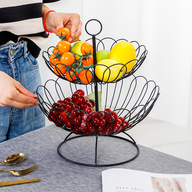 Strict Selection Nordic Iron Fruit Basket Creative Multi-layer Fruit Plate Fashionable Simple Fruit Basket Household Living Room Dried Fruit Storage Basket