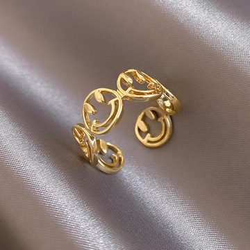 Koreanischer Ins-Nischendesign-Ring, minimalistischer, allgleiches, unregelmäßige Textur, flache Linienöffnung, verstellbarer Ringhersteller_voghion.com