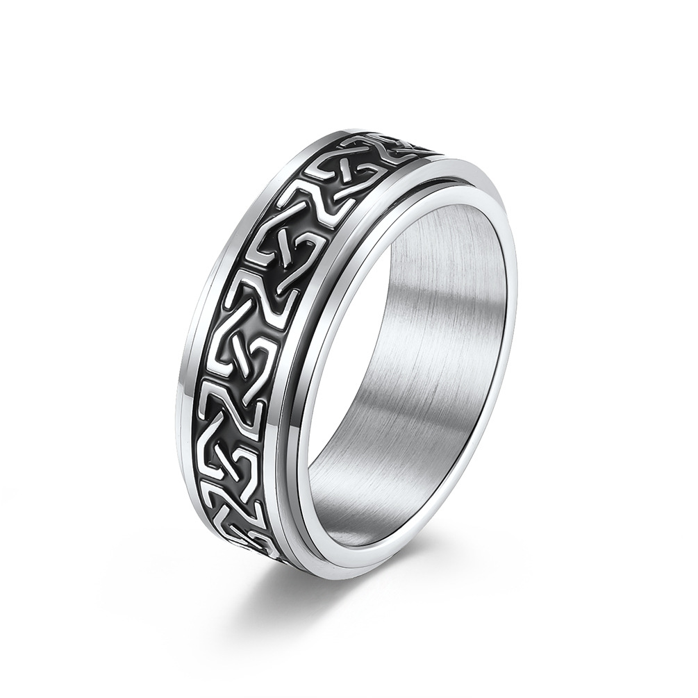 欧美复古凯尔特结钛钢旋转戒指环 缓解焦虑情绪求婚情侣对戒手饰