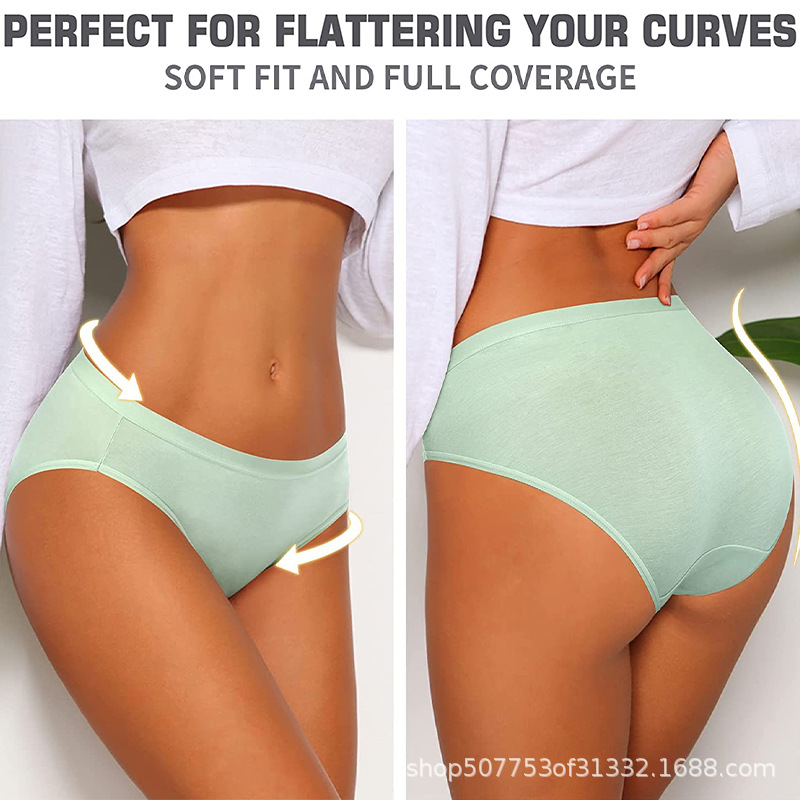 Underwear European and American plus size women's briefs cotton breathable skin-friendly all-inclusive hip mid-waist sexy bikini factory wholesale