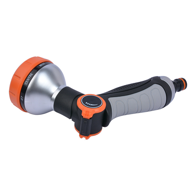 New garden watering water gun nozzle household garden watering mother finger push big head gun 8 function garden shower