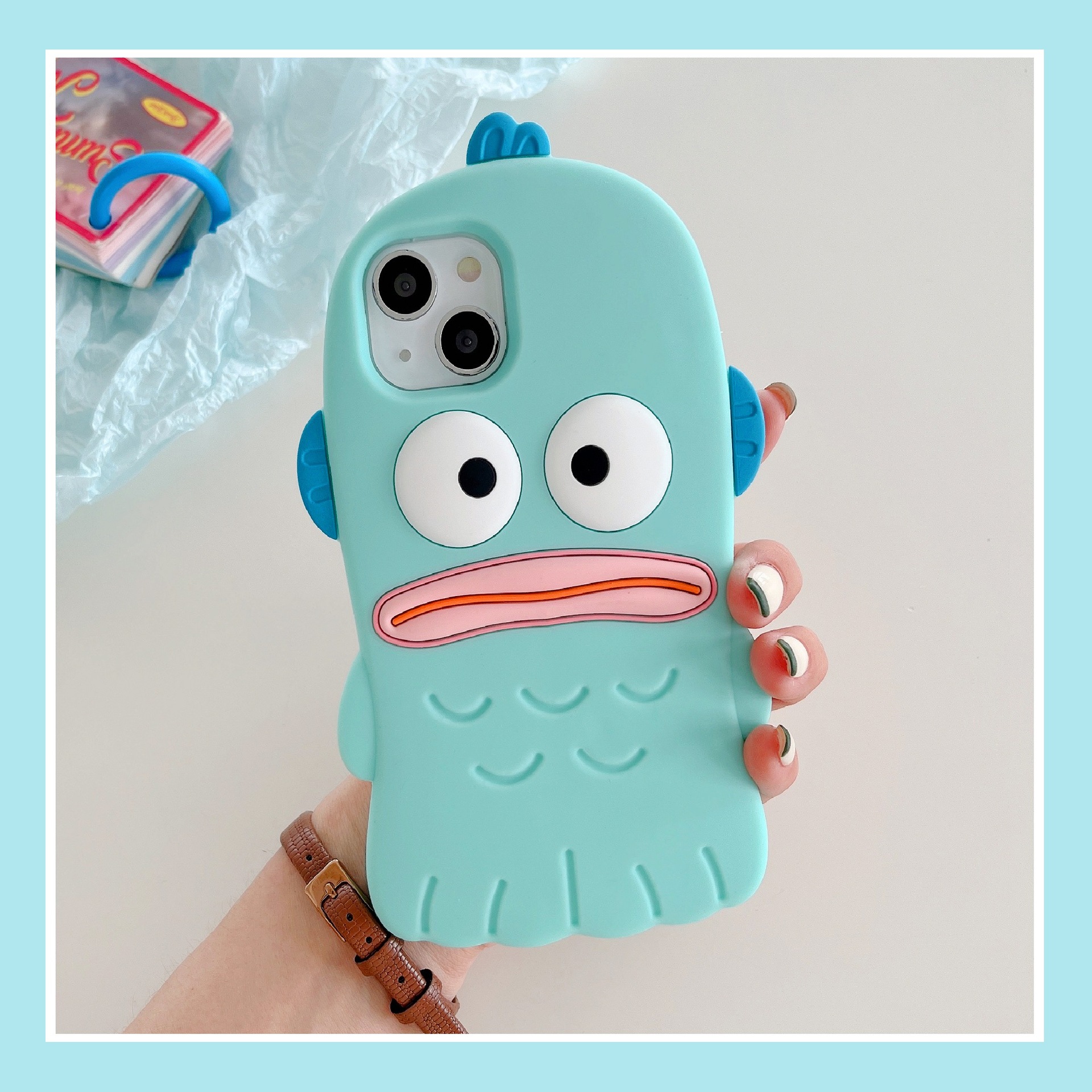 Applicable Cute and Charming Sausage Mouth Squid Apple iPhone Silicone Phone Case for 12/13 Pro/XR/7p Anti-Fall Soft Case