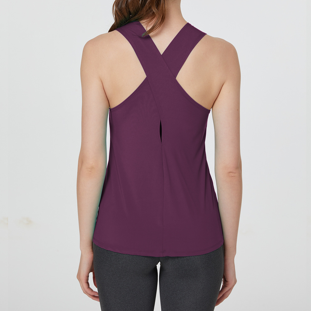 Yoga Pilates vest training clothes women's outer blouse lightweight breathable cross back fitness top yoga clothes
