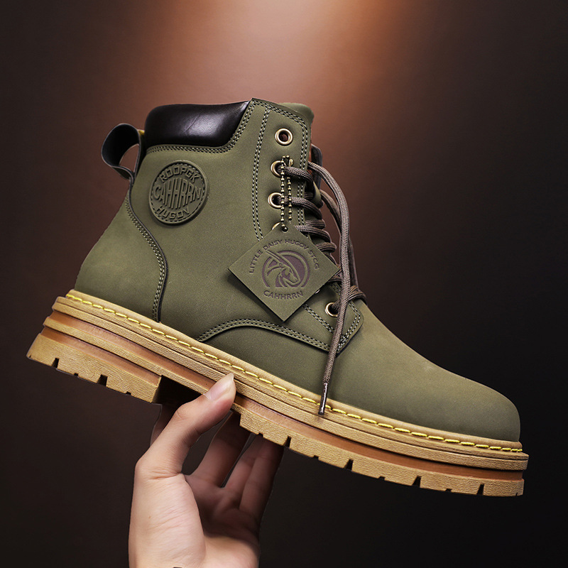 Seven-hole four-color rhubarb boots men's trend lace-up martin boots retro high-top color shoes a generation of hair