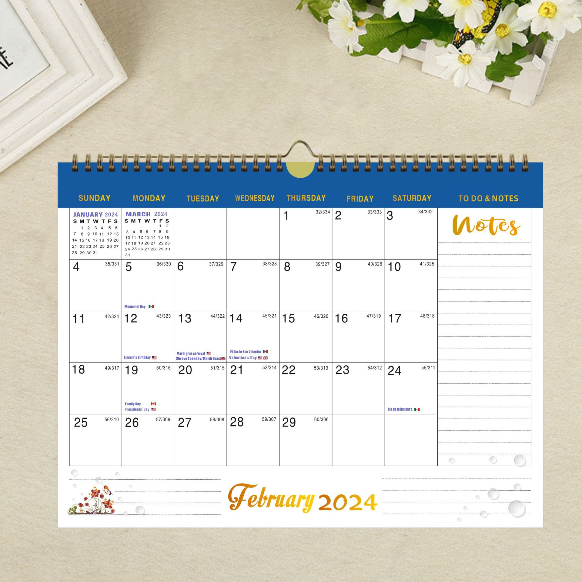 2026 English version of cross-border for Europe and the United States simple wall calendar calendar calendar calendar wall calendar wholesale manufacturers