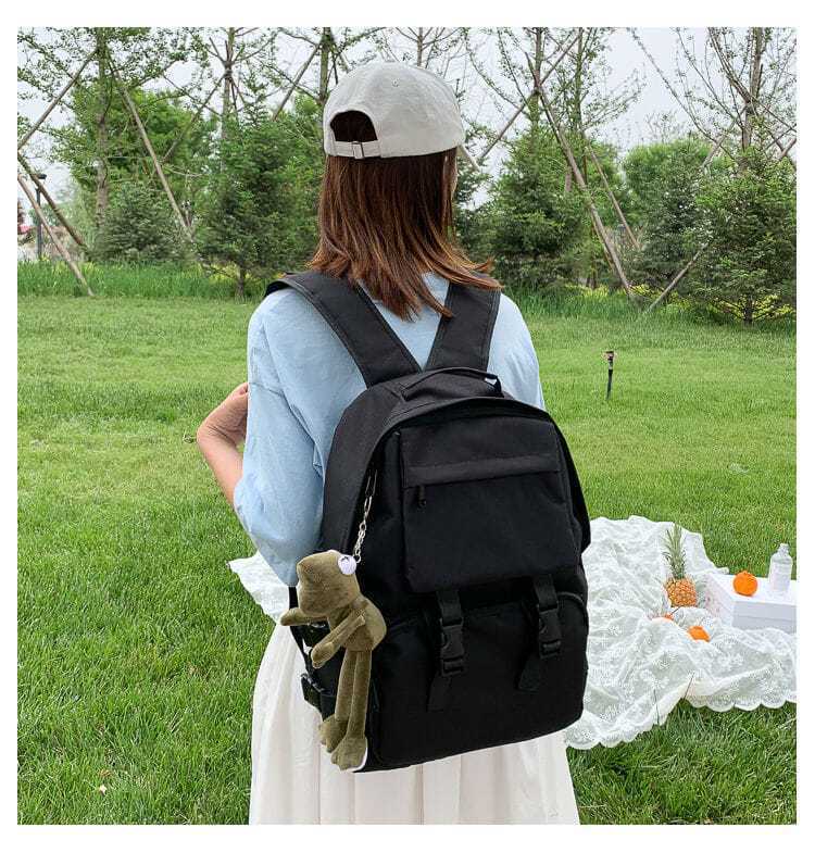Japanese ins style dark schoolbag female high school campus large capacity backpack College student workwear style backpack male