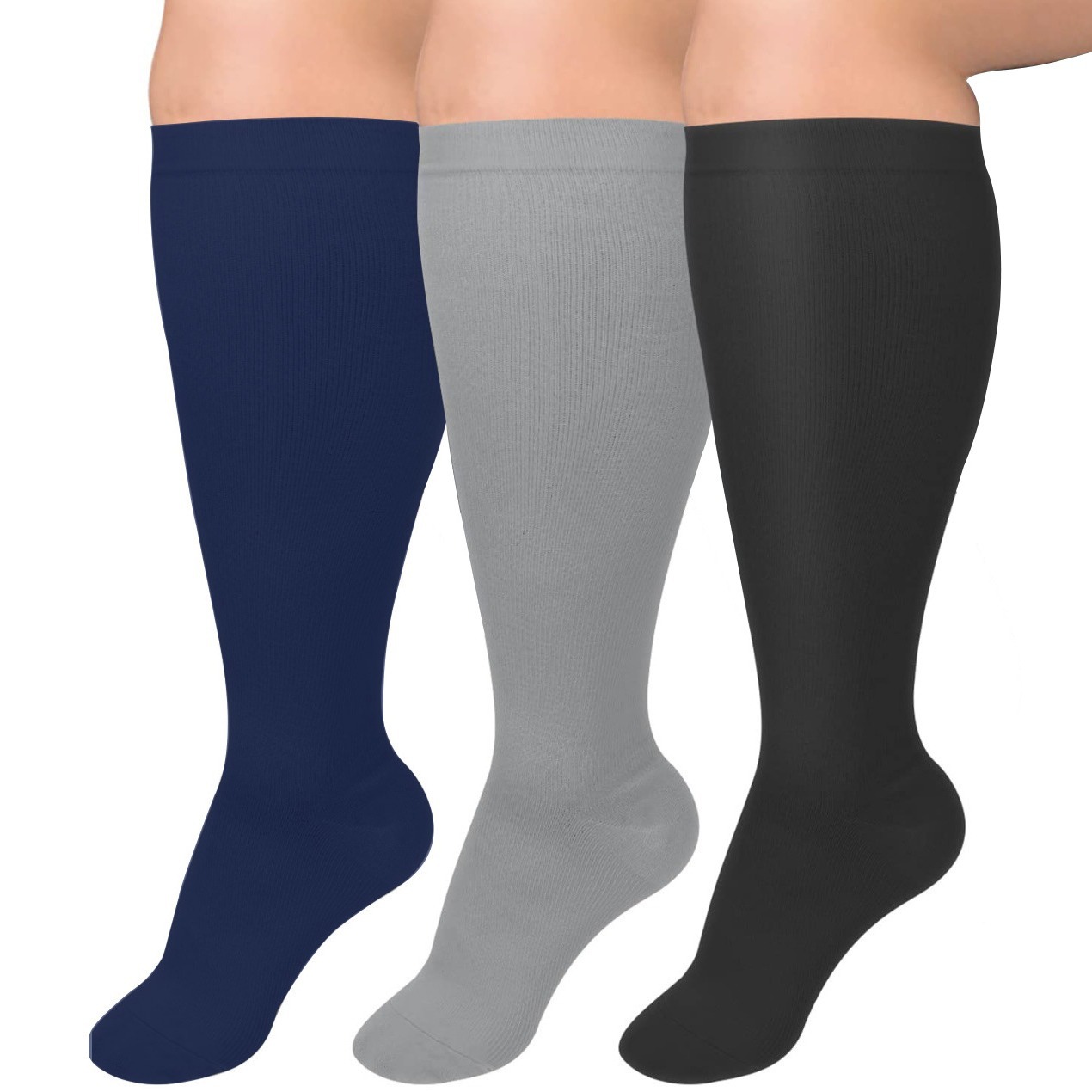 Meias de pressão de nylon para enfermeiras, fertilizantes Plus, meias de compressão para corrida e fitness para homens e mulheres, modelos europeus e americanos_voghion.com