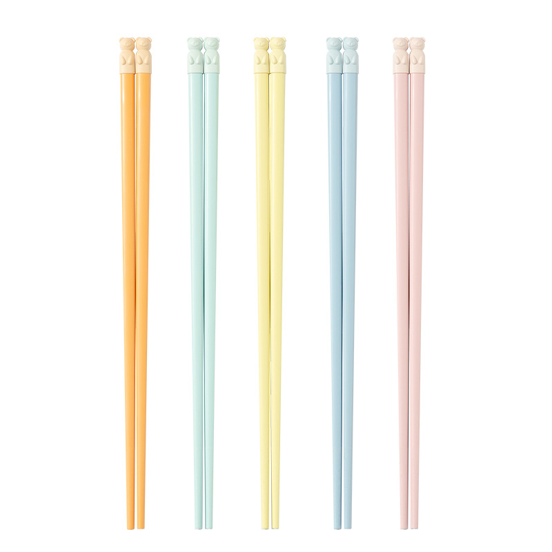 Double gun chopsticks alloy chopsticks can be cute fun home wholesale high temperature high-value tableware fast bear chopsticks