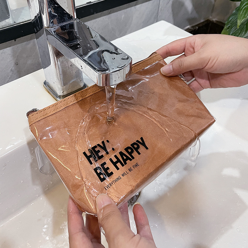 Japanese pencil case high-looking ins niche large capacity stationery bag zipper bag DuPont paper PVC waterproof cosmetic bag