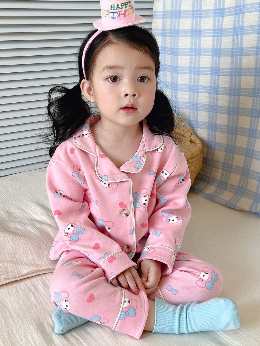 Children's autumn and winter pajamas suit new arrival baby Western style cardigan children's clothing boys and girls long sleeve homewear