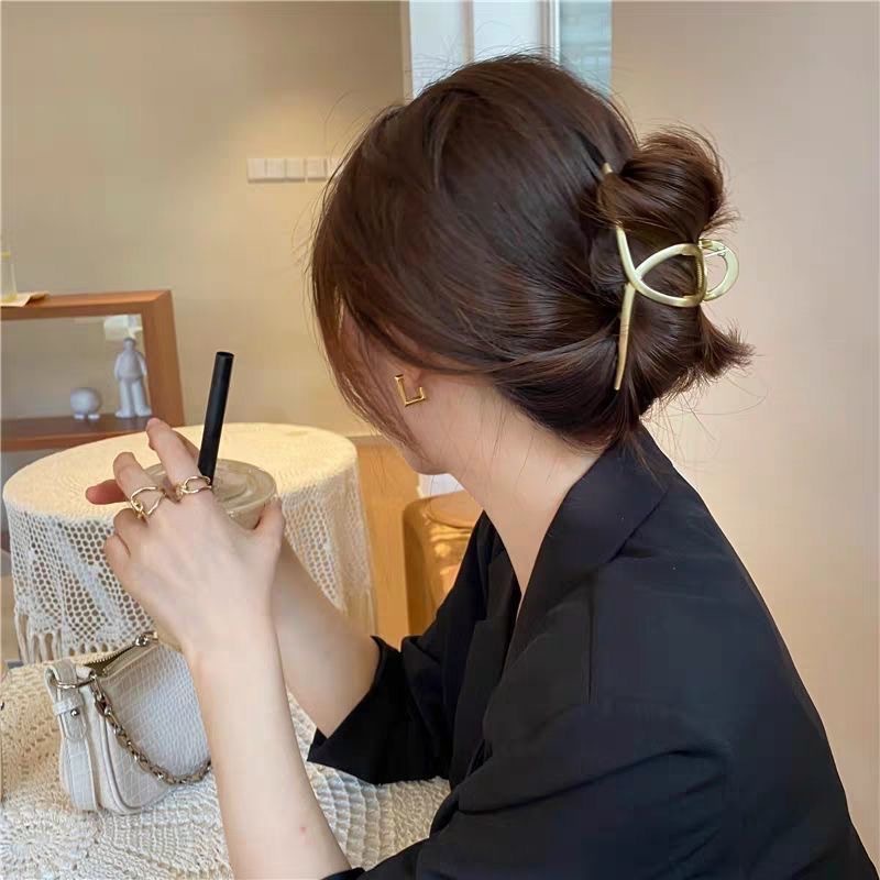 Metal Mesh Red Hairpin Hair Accessories Elegant Elegant Simple Hair Grab Back Head Clip Women's High Ponytail Clip Shark Clip_voghion.com