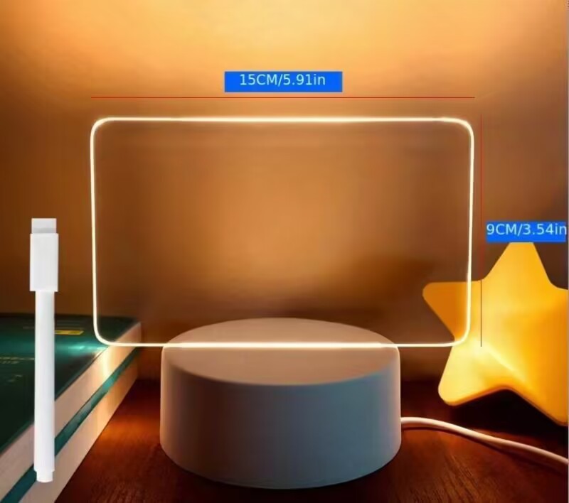 Multi-functional acrylic transparent note board luminous message board night light household ins memo reminder board