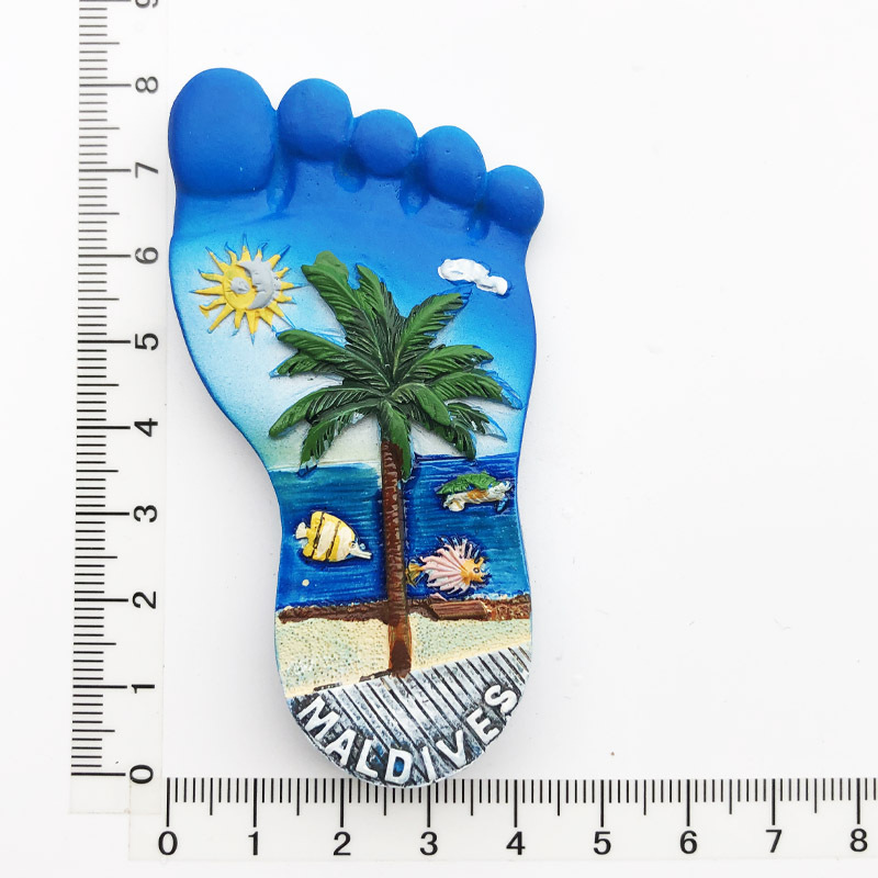Cross-border e-commerce in stock wholesale Maldives tourism commemorative decorative crafts resin painted magnet refrigerator magnets
