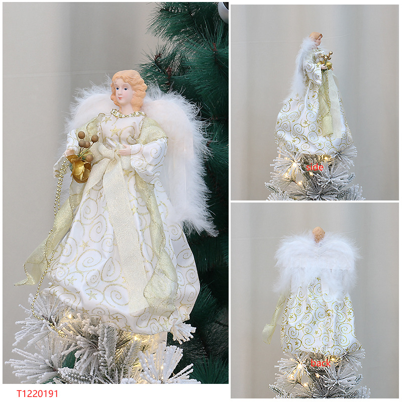 Baiyang crafts small wholesale Christmas new Christmas tree decoration supplies plush wings Angel Tree Top Star_voghion.com