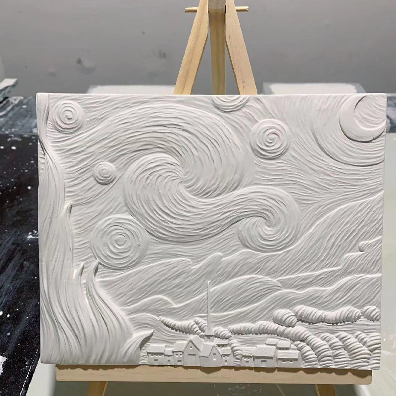 Gypsum relief painting manufacturers supply 3d relief painting handmade DIY European white embryo painted European decorative painting