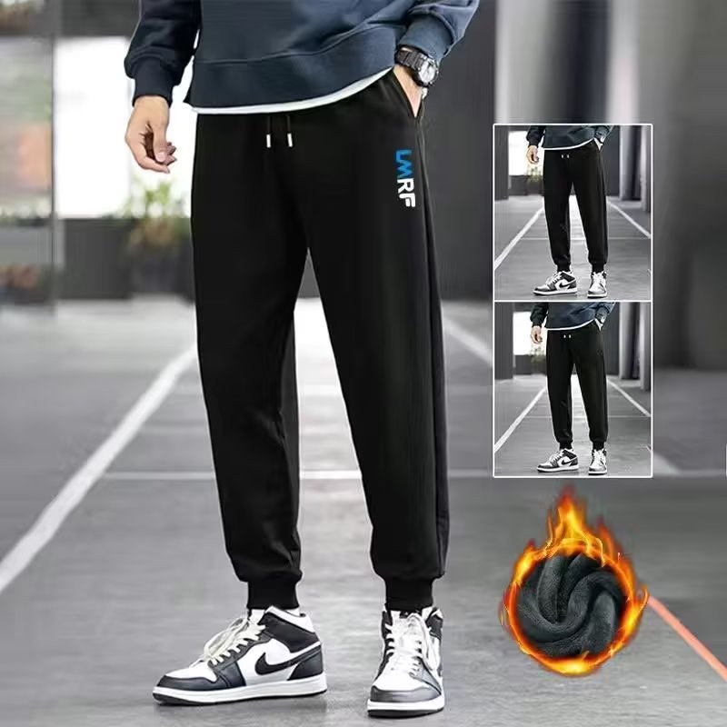 Autumn and Winter Fleece-lined Thickened Casual Pants Men's Sweatpants Harem Pants Loose Large Size Sports Pants Ankle-length Pants for Men