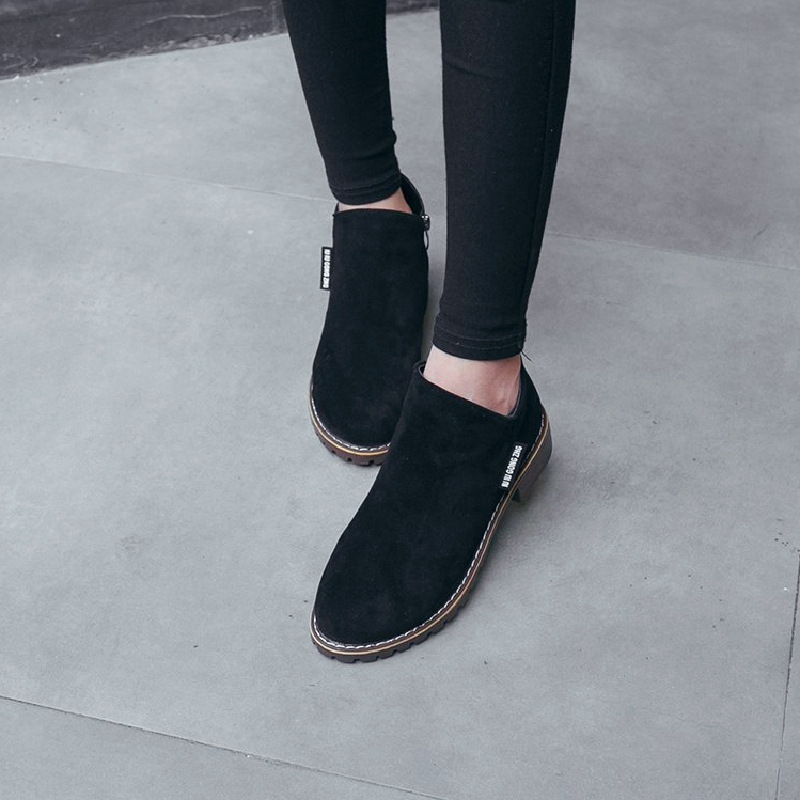 Round head thick heel short boots Women's foreign trade large size 2022 autumn and winter New short side zipper vintage Martin boots wholesale