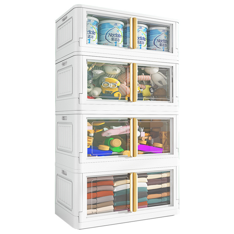 Large Double Door Storage Box Plastic Wardrobe Toy Foldable Organizer Baby Children's Clothes Storage Box