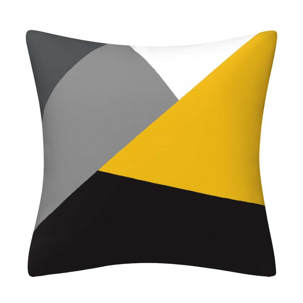 Cross-border Hot Sale Nordic Geometric Yellow Pillow Case Digital Printing Decorative Pillow Sofa Cushion Cover Pillow Wholesale