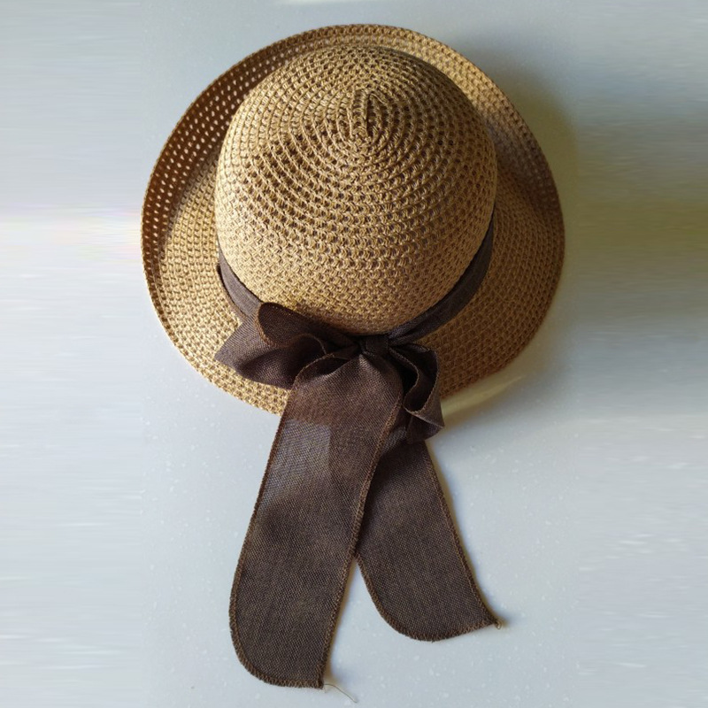 Spring and Summer Fashion Bow Beach Sun Hat Women's Foldable Basin Hat Sunscreen Straw Hat Cross Border Hat