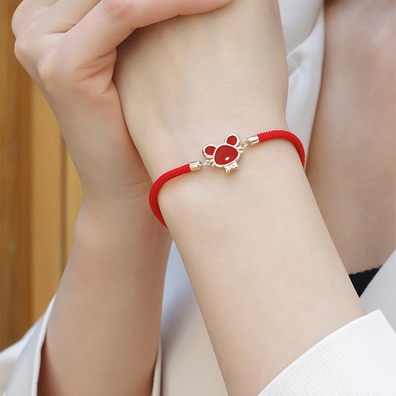 National Tide New Chinese Zodiac Cute Dragon Bracelet Couple Best Friend Student Christmas New Year Gift Lucky Red Rope Bracelet